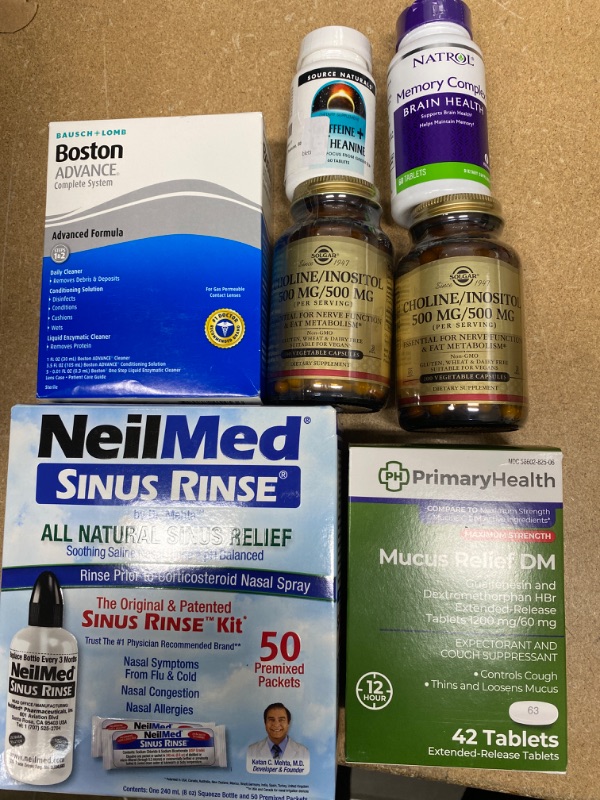 Photo 1 of - Solgar Choline/Inositol 500 mg/500 mg, 100 Vegetable Capsules - Energy Metabolism, Liver Health, Essential for Brain & Nerve Function - Non-GMO, Vegan, Gluten Free, Dairy Free, Kosher - 50 Servings 2 PACK EXP 7/ 24
- NeilMed Sinus Rinse - A Complete Sin