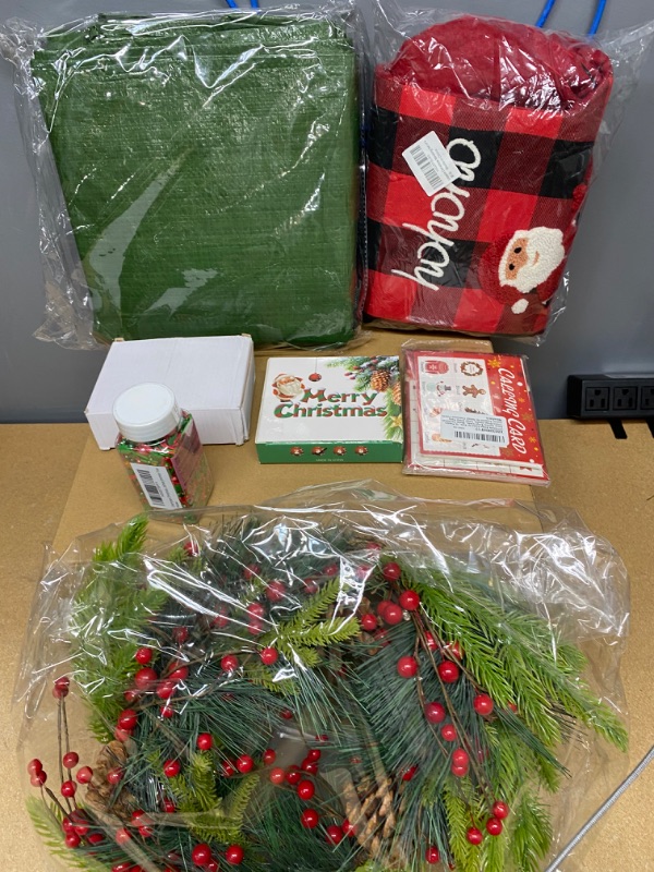 Photo 1 of **NON-REFUNDABLE**
Christmas Bundle, 2 18" Wreaths with Lights, stockings, ornaments, tree skirt and game cards with sprinkles 