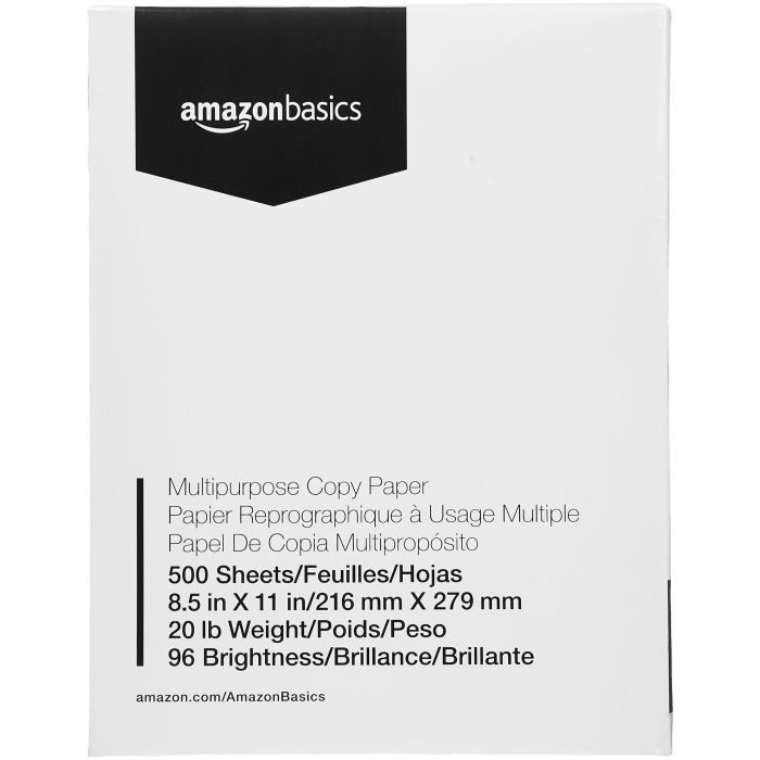 Photo 1 of AmazonBasics Multipurpose Copy Printer Paper - 96 Bright White, 8.5 x 11 Inches, 1 Ream (500 Sheets) 2 PACK 
