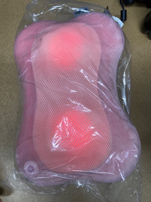 Photo 1 of Zyllion Shiatsu Back and Neck Massager - 3D Kneading Deep Tissue Massage Pillow with Heat and AC Adapter (Wired) for Home, Office, Chair, Car, Athletes & Muscle Pain Relief - Pink Velvet (ZMA-13-PKV)
