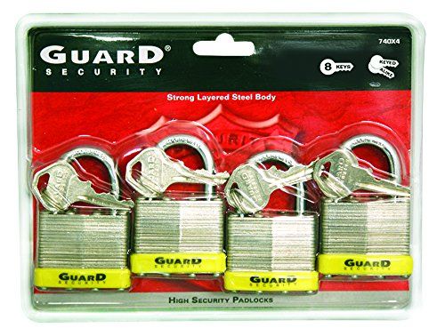 Photo 1 of 1-1/2 in. Laminated Steel Keyed Padlock (4-Pack), Silver
