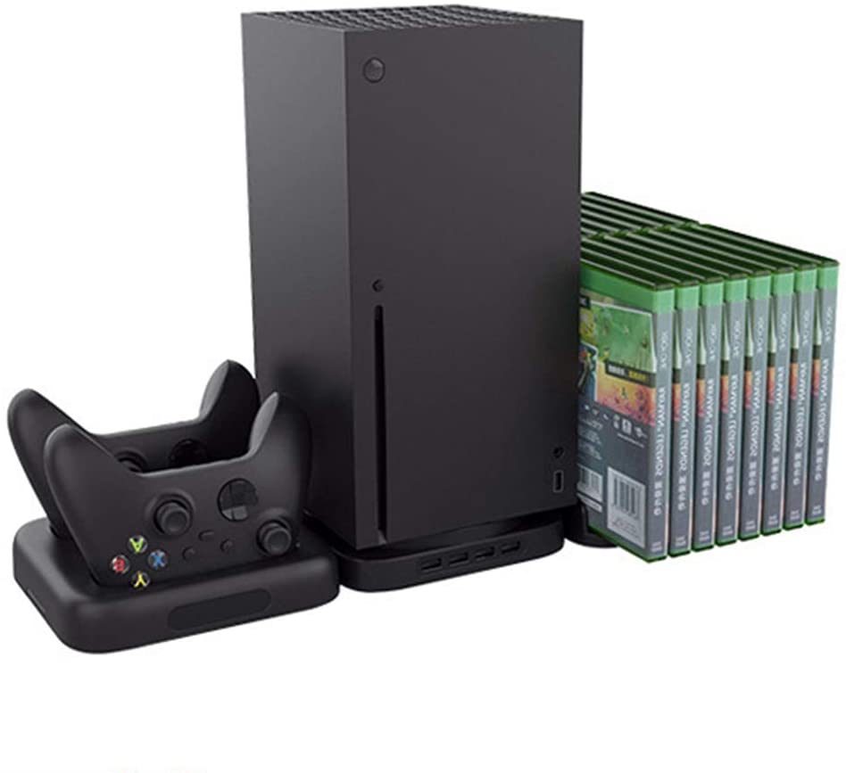 Photo 1 of Fxwj 3 in 1 Xbox X Series Kit Vertical Stand Dual Charging Station with 4 USB Hub and 16 Game Disc Storage for Xbox X Series Game Console
