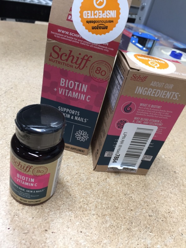 Photo 1 of (2 Pack) Schiff Biotin + Vitamin C Capsules (30 Count), Gluten-Free & Non-GMO Supplement That Supports Hair, Skin & Nails and Natural Collagen Product
