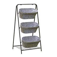 Photo 1 of 20.87 in. x 18.9 in. x 43.23 in. 3-Tiered Metal Washtub Garden Planter
