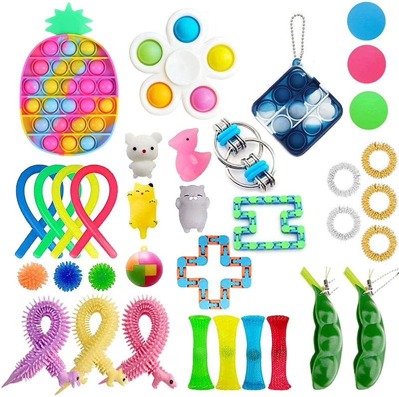 Photo 1 of PXIAOPANG Pop Fidget Toys Pack, Cheap Fidget Pack with Pop Mini Keychain Stress Relief Fidget Toys for Kids & Adults (E)
