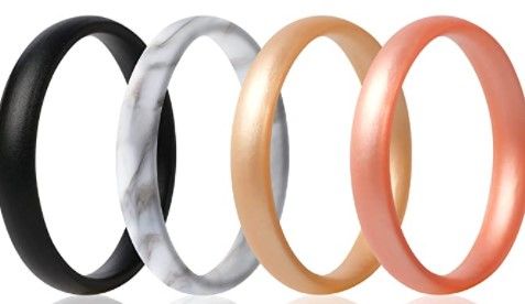 Photo 2 of ThunderFit Super Thin Stackable Silicone Rings Wedding Bands 8 Rings SIZE 7 AND 8
