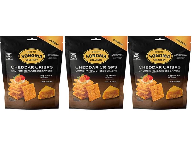 Photo 1 of *best by:02/09/2022* Sonoma Creamery Cheese Crisps - Cheddar Savory Cheese Cracker Snack High Protein Low Carb Gluten Free Wheat Free (10 ounces) 3 bags