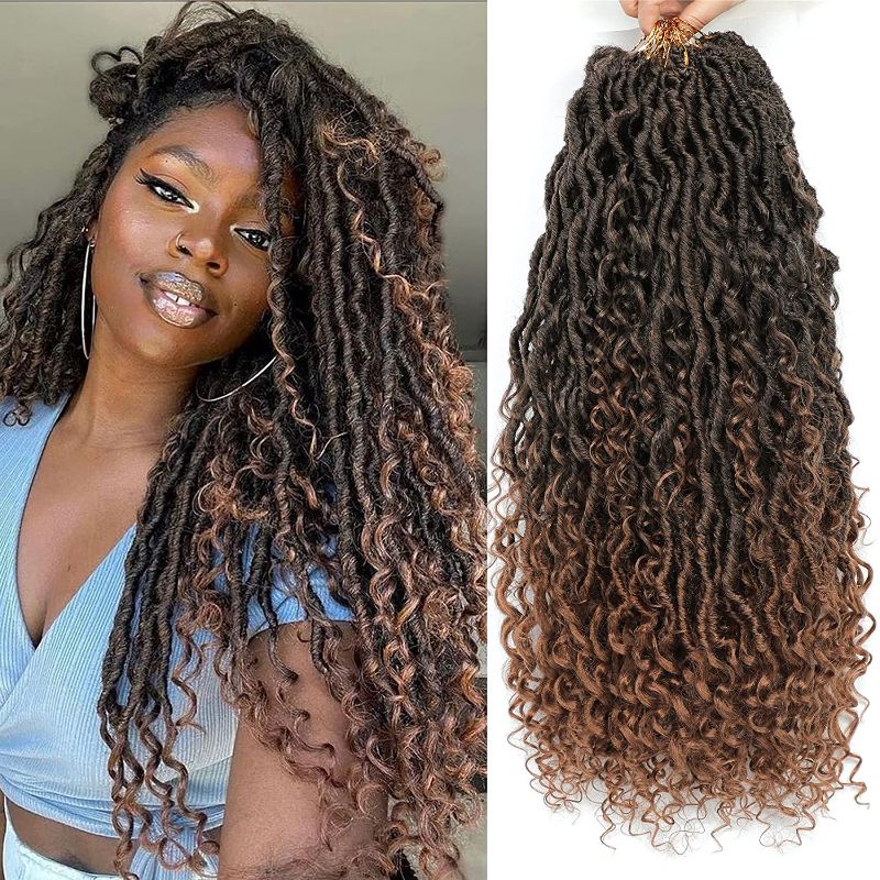 Photo 1 of Karida New Goddess Locs Crochet Hair 22 Inch 8Packs River Faux Locs Crochet Hair With Curly Ends River Curls Crochet Locs Synthetic Braids Hair Extensions (22 Inch (Pack of 6), T30#)

