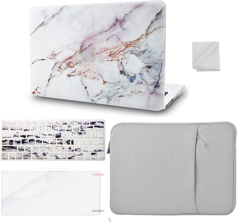 Photo 1 of KECC Compatible with MacBook Pro 13 inch Case 2019-2016 Touch Bar A2159 A1989 A1706 A1708 Plastic Hard Shell + Keyboard Cover + Sleeve + Screen Protector + Dust Cloth (White Marble 4)
