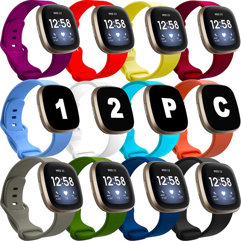 Photo 1 of Mocodi 12 Pack Bands Compatible with Fitbit Sense/Fitbit Versa 3 Bands,Soft TPU Sport Replacement Wristband Accessories Women Men for Fitbit Sense/Versa 3 SmartWatch
