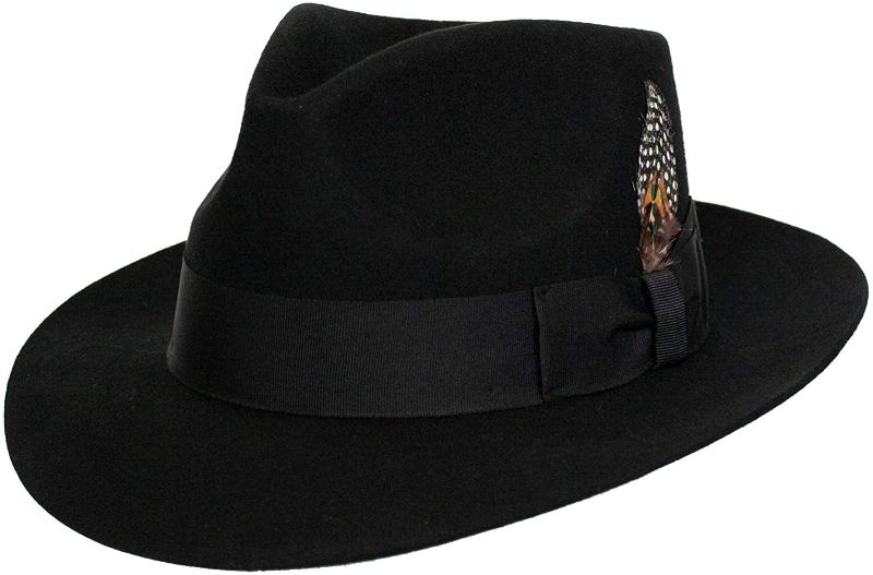 Photo 1 of 9th Street Hats 'Louie' Men's 100% Wool Classic Brim Teardrop Fedora Hat
