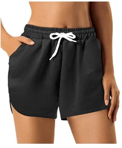 Photo 1 of **SETS OF 2**
GROTEEN Women's Athletic Casual Shorts for Summer Workout Running Elastic Waist Yoga Pants with Drawstring (Black, X-Large)
