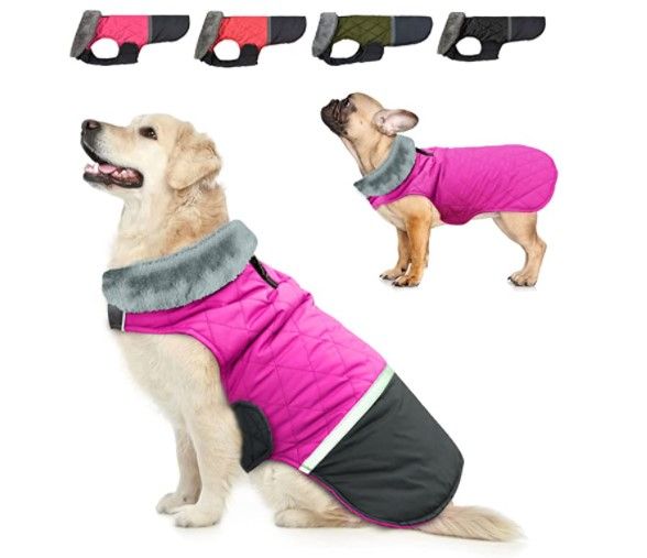 Photo 1 of ** SETS OF 2*
Dogcheer Fleece Collar Dog Coat, Reversible Winter Dog Clothes Warm Christmas Pet Jacket for Cold Weather, Waterproof Puppy Vest Apparel for Small
 S(Chest Girth 15.5-18"/39-45.5cm)