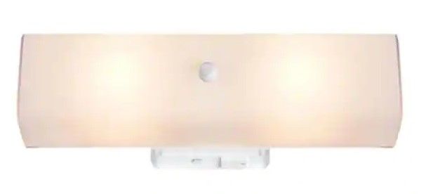 Photo 1 of ** DOES NOT COME WITH THE LIGHT BULBS**
** SILIGHTLY LOOK DIFERENT ** 
Adeliade 14 in. 2-Light White Bath Vanity Light with Glass Shade

