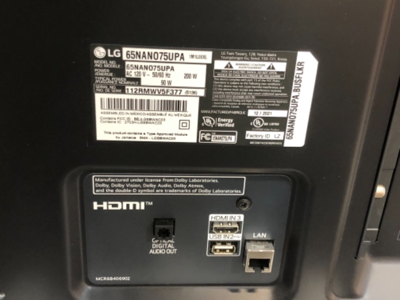 Photo 1 of Lg 65Nano75up 65 Inch NanoCell 75 Series 2021 4K Smart Uhd TV W/ Ai ThinQ - All
