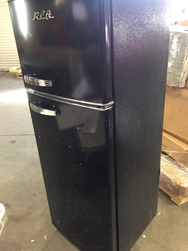 Photo 2 of **DAMAGED SIDE**RCA RFR786-BLACK 2 Door Apartment Size Refrigerator with Freezer, 7.5 cu. ft, Retro Black
