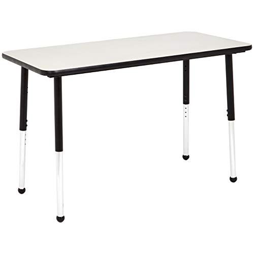 Photo 1 of **MISSING HARDWARE** Amazon Basics 24 X 48 Inch Rectangular School Activity Kids Table, Ball Glide Legs, Adjustable Height 19-30 Inch, Grey and Black
