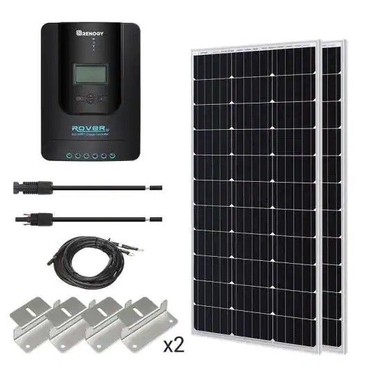 Photo 1 of **READ BELOW** Renogy
200-Watt 12-Volt Monocrystalline Solar Starter Kit with 40 Amp Rover MPPT Charge Controller