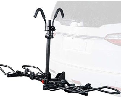 Photo 1 of **PARTS ONLY**DAMAGED PIECES** KAC K1 1.25” Hitch Mounted Rack 2-Bike Platform Style Carrier for Standard, Fat Tire, and Electric Bicycles - 2 Bikes X 60 lbs (120 lbs Total) Heavy Weight Capacity - Smart Tilting
