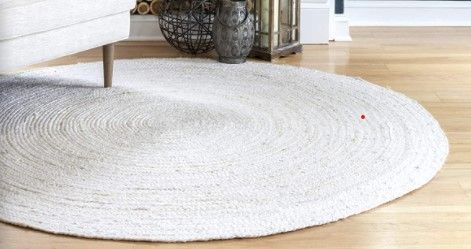 Photo 1 of **STAINED** nuLOOM Rigo Hand Woven Farmhouse Jute Area Rug, 7' Round, Off-white
