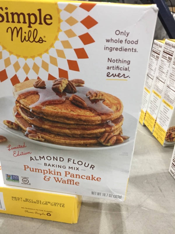 Photo 2 of **PACK OF 3**DATE 1-28-2022**Simple Mills Pancake & Waffle Almond Flour Baking Mix, Pumpkin 10.7 Oz Box
