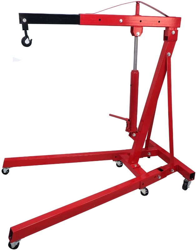 Photo 1 of **MISSING PARTS** SMT- 2 TON Red 4400lb Heavy Duty Engine Motor Hoist Cherry Picker Shop Crane Lift [P/N: ET-CAR-FIX005-2T-RED]
