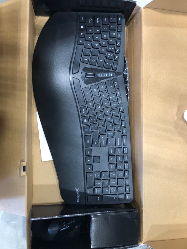 Photo 3 of Perixx Periduo-605, Wireless Ergonomic Split Keyboard and Vertical Mouse Combo, Adjustable Palm Rest and Membrane Low Profile Keys, Black, US English
