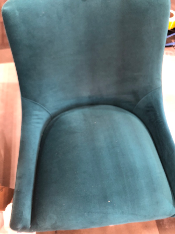 Photo 2 of ***MISSING HARDWARE***Teal Modern Velvet Upholstered Dining Chair with Metal Legs
