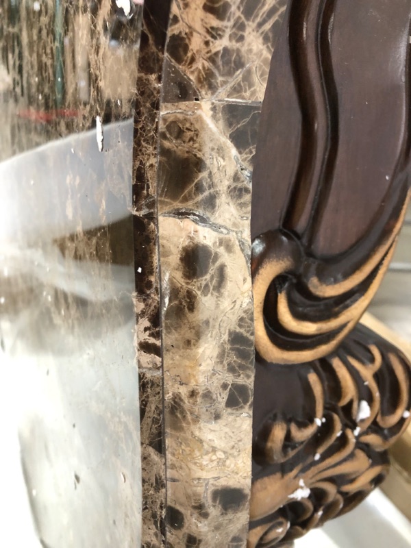 Photo 1 of **INCOMPLETE SET** END TABLE ONLY** ACME 82145 Rectangular Latisha Coffee Table - Marble & Antique Oak - 20 x 57 x 35 in.

