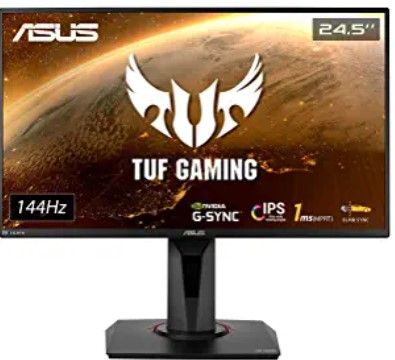 Photo 1 of ASUS TUF Gaming 25" 1080P Monitor (VG259Q) - Full HD, IPS, 144Hz, 1ms, Extreme Low Motion Blur, Speaker, Adaptive-Sync, G-SYNC Compatible, VESA Mountable, DisplayPort, HDMI, Height Tilt Adjustable
