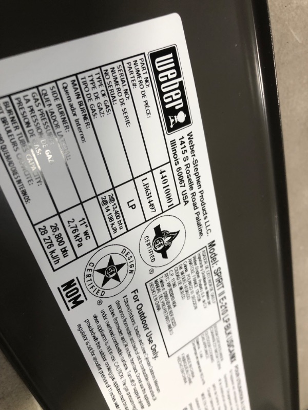 Photo 9 of ***READ BELOW** 44010001 48" Spirit II Series E-210 Liquid Propane Grill with 26500 BTU Main Burner Output Infinity Ignition Stainless Steel Burners and
