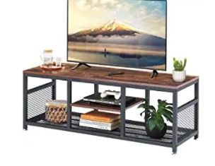 Photo 1 of VECELO TV Stand for 55 Inch, Entertainment Center Media Console Table with Storage for Living Room and Bedroom, 47 Inch, Brown+Black
