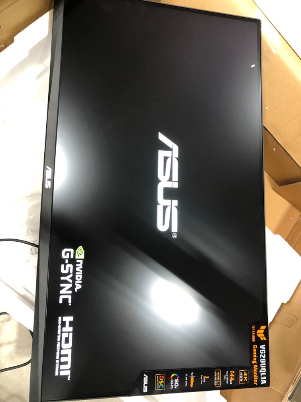 Photo 6 of ASUS TUF Gaming 28” 4K 144HZ DSC HDMI 2.1 Gaming Monitor (VG28UQL1A) - UHD (3840 x 2160), Fast IPS, 1ms, Extreme Low Motion Blur Sync, G-SYNC Compatible, FreeSync Premium, Eye Care, DCI-P3 90%
