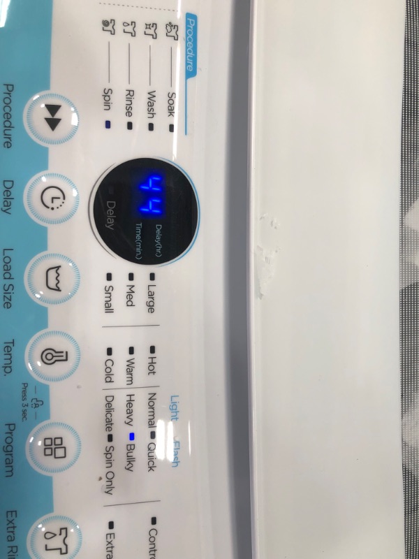 Photo 5 of **DAMAGED** COMFEE' Portable Washing Machine, 0.9 Cu.ft Compact Washer with LED Display, 5 Wash Cycles, 2 Built-in Rollers, Space Saving Full-Automatic Washer, Id
