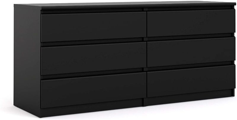 Photo 1 of **MISSING PARTS** Tvilum 6 Drawer Double Dresser, Black Matte
