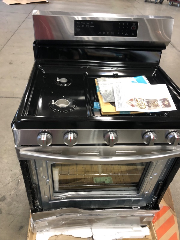 Photo 6 of ***DAMAGED** Samsung
6.0 cu. ft. Smart Freestanding Gas Range with 18K BTU Dual Power Burner in Black Stainless Steel