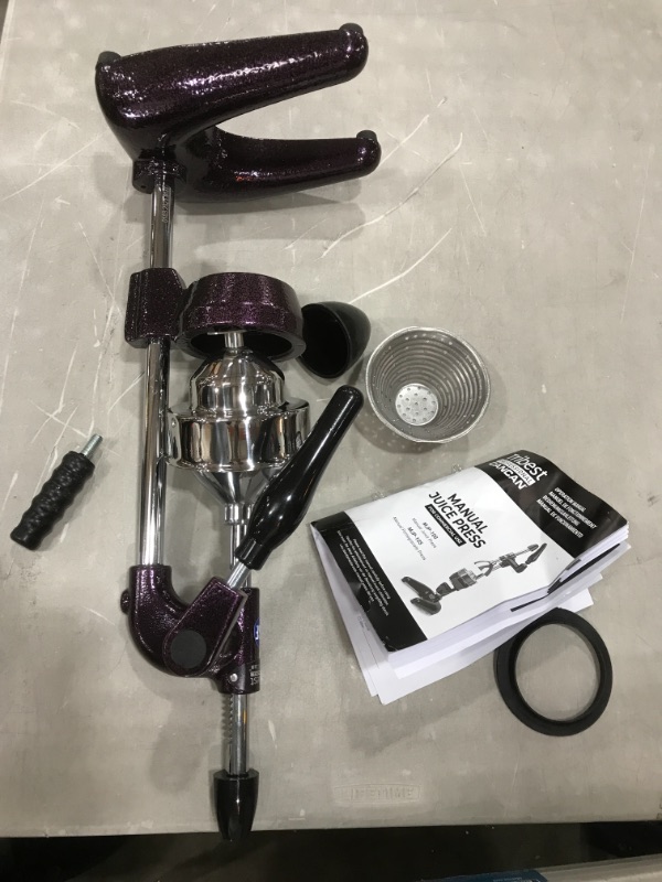 Photo 2 of **MISSING PARTS* Tribest Pro MJP-105 XL Professional Manual Juice Cold Press Juicer for Pomegranate & Citrus, One-Size, Purple
