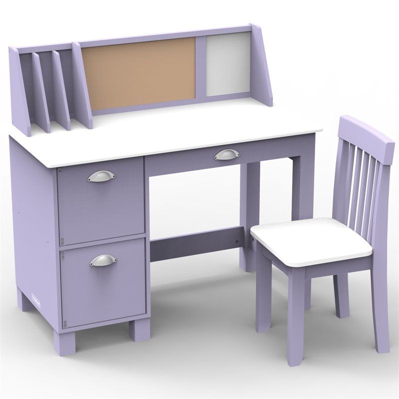 Photo 1 of **MISSING PARTS**LIGHT WARE** Kidkraft Wooden Study Desk with Chair with Bulletin Board in Lavender

