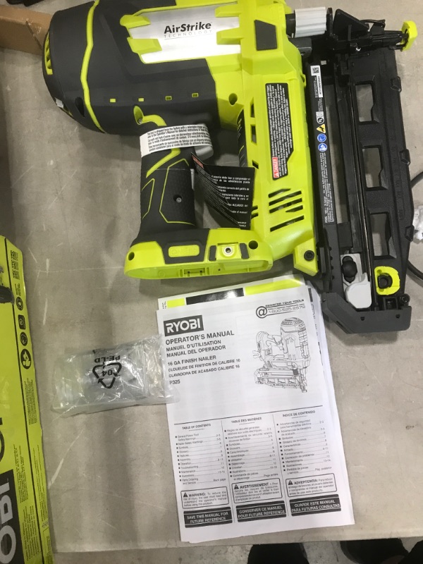 Photo 2 of **READ BELOW** Ryobi P325 One+ 18V Lithium Ion Battery Powered Cordless 16 Gauge Finish Nailer (Battery Not Included, Power Tool Only)
