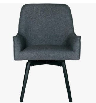 Photo 1 of Studio Designs Home Contemporary Spire Luxe Swivel, Rotating, Upholstered, Accent Dining/Office Chair with Arms and Metal Legs in Charcoal Gray
