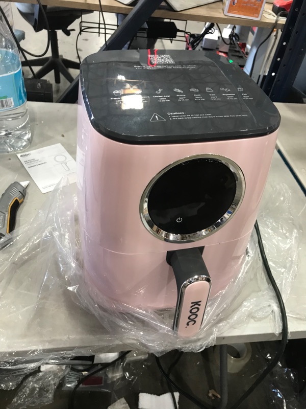 Photo 4 of LIGHT TURNS ON BUT DOES NOT HEAT** KOOC Large Air Fryer, 4.5-Quart Electric Hot Oven Cooker, Free Cheat Sheet for Quick Reference Guide, LED Touch Digital Screen, 8 in 1, Customized Temp/Time, Nonstick Basket, Pink
