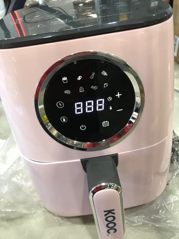 Photo 6 of LIGHT TURNS ON BUT DOES NOT HEAT** KOOC Large Air Fryer, 4.5-Quart Electric Hot Oven Cooker, Free Cheat Sheet for Quick Reference Guide, LED Touch Digital Screen, 8 in 1, Customized Temp/Time, Nonstick Basket, Pink
