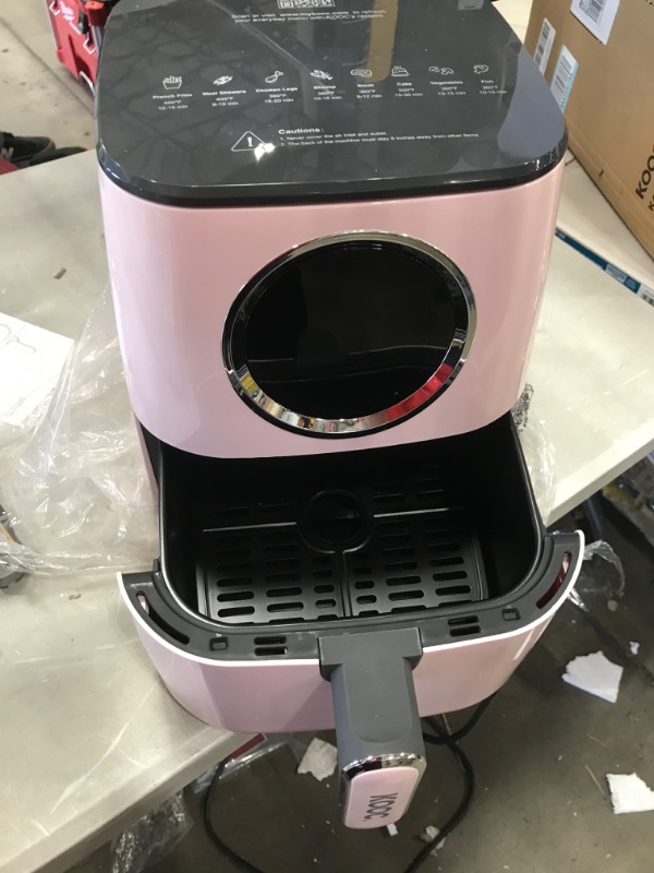 Photo 3 of LIGHT TURNS ON BUT DOES NOT HEAT** KOOC Large Air Fryer, 4.5-Quart Electric Hot Oven Cooker, Free Cheat Sheet for Quick Reference Guide, LED Touch Digital Screen, 8 in 1, Customized Temp/Time, Nonstick Basket, Pink
