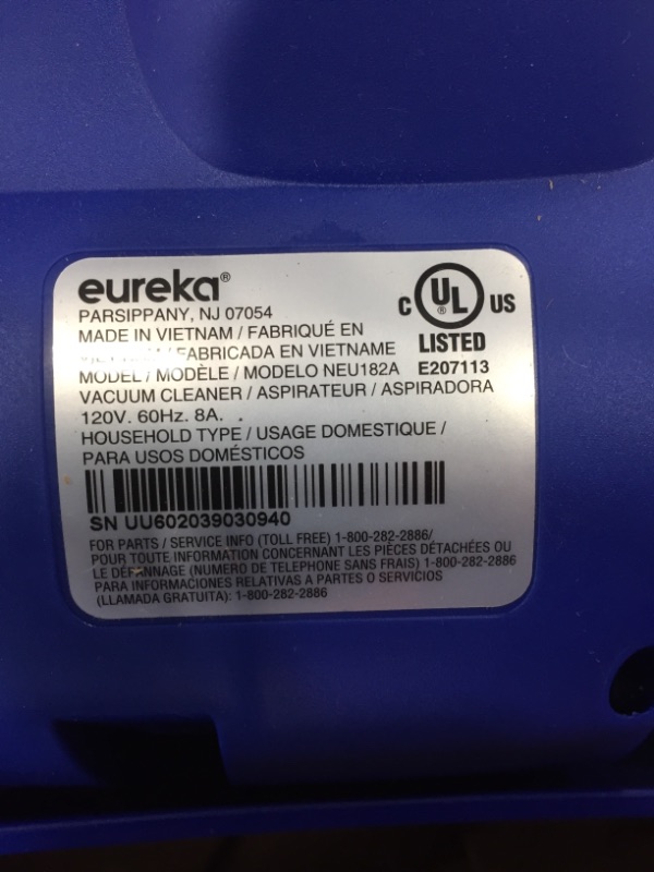 Photo 4 of eureka NEU182A PowerSpeed Bagless Upright Vacuum Cleaner, Lite, Blue
