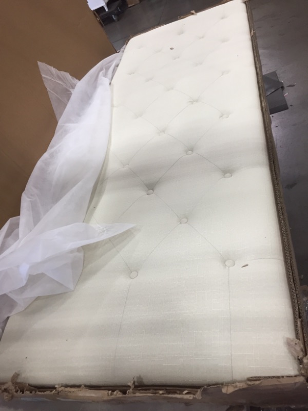 Photo 1 of **INCOMPLETE*MISSING BOX 2 OF 2**Home Life Premiere Classics Cloth Light Beige Cream Linen 51" Tall Headboard Platform Bed King with Slats - 007**BOX 1 OF 2 CONTAINS HEAD BOARD**
