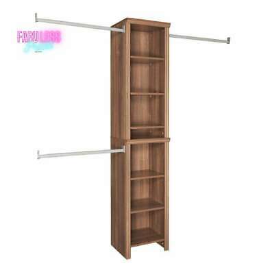 Photo 1 of 48"W-108"W Wood Reach-In Closet Tower System Durable Laminate Wall Mount Walnut
