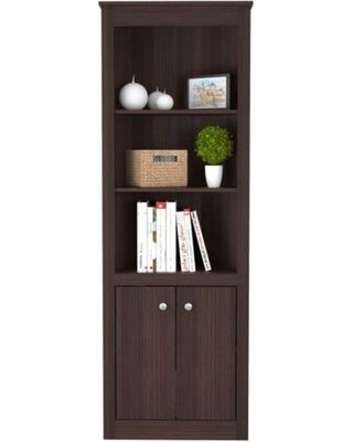 Photo 1 of Inval 5-Shelf 2-Door Corner Bookcase, 70 15/16"H X 24 3/16"W X 13 15/16"D, Washed Oak
