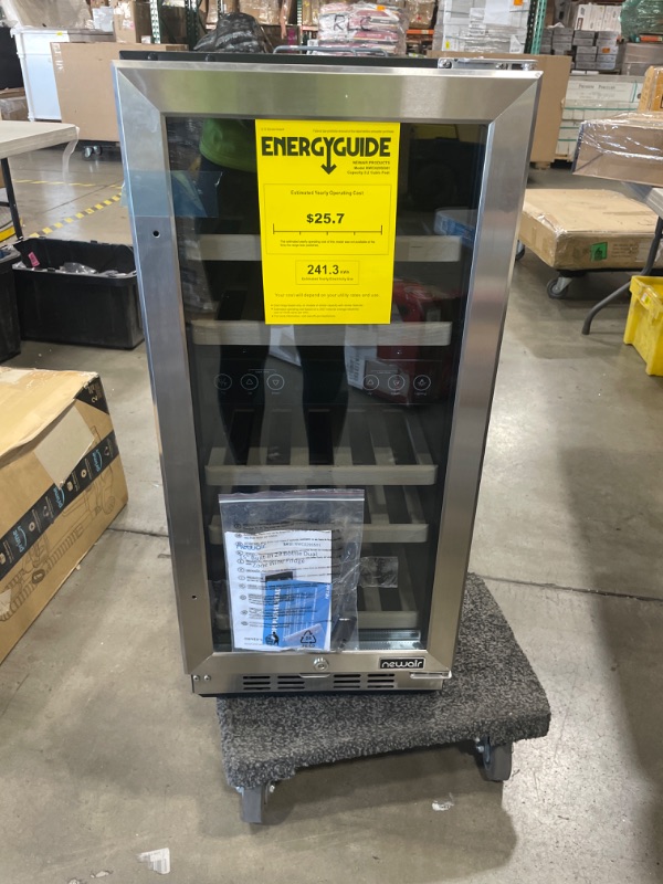 Photo 1 of ***PARTS ONLY***Newair 15" Wine Cooler Refrigerator | 29 Bottle Capacity | Fridge Built-in Or Free Standing | Dual Zone Wine Fridge With Removable Beech Wood Shelves In Stainless Steel NWC029SS01 DOES NOT WORK
