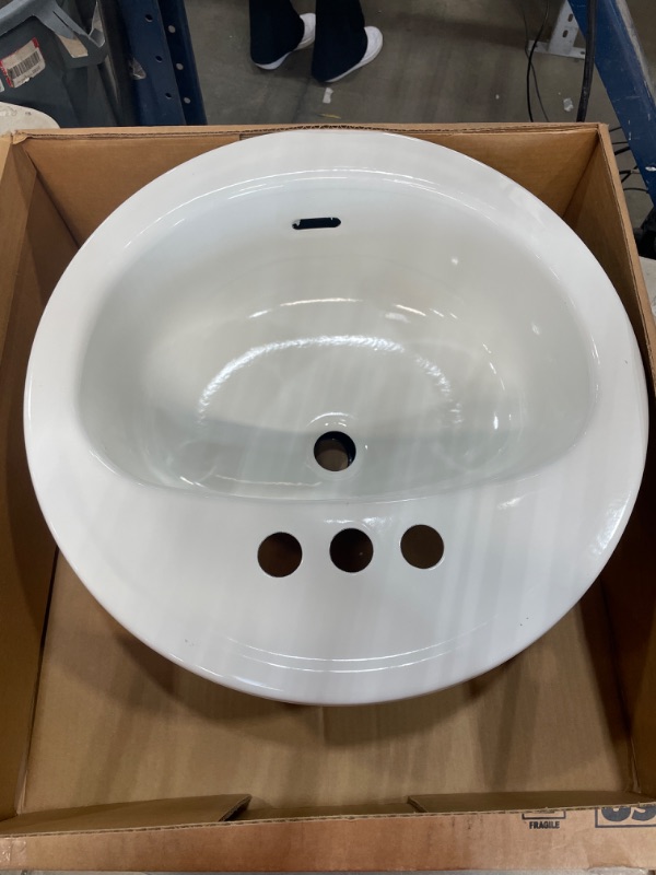 Photo 2 of Bootz Industries Laurel Round Drop-In Bathroom Sink in White