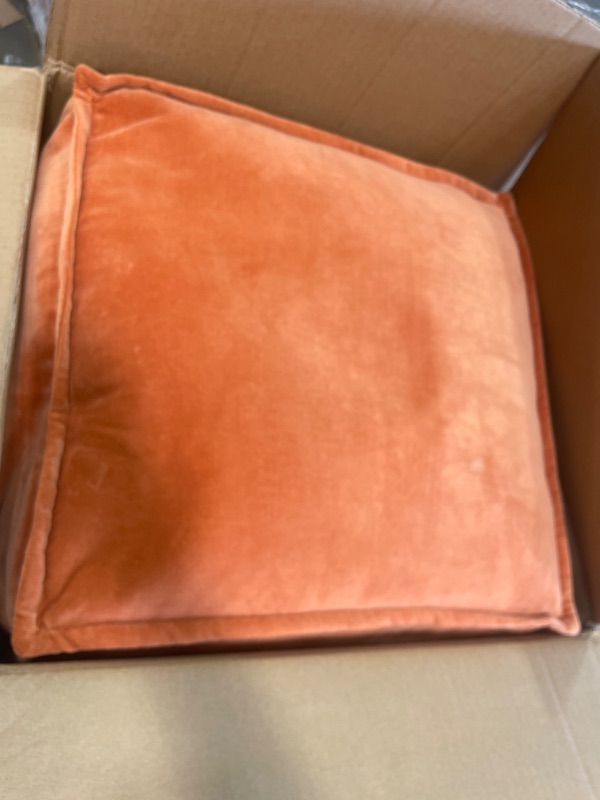 Photo 1 of Majestic Home Goods Orange Villa Indoor Bean Bag Ottoman Pouf Cube 17" L x 17" W x 17" H
